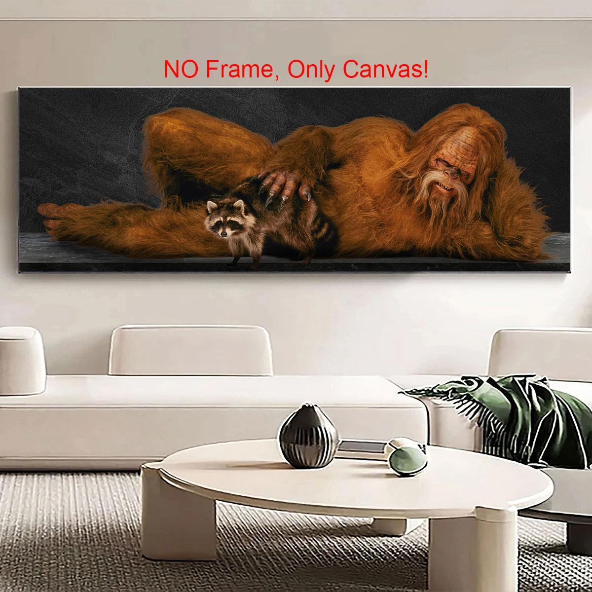 Sasquatch Pattern Canvas Painting without Frame, Unframed Art Print, Modern Wall Art, Wall Art Decor for Home Living Room Bedroom Office, Poster