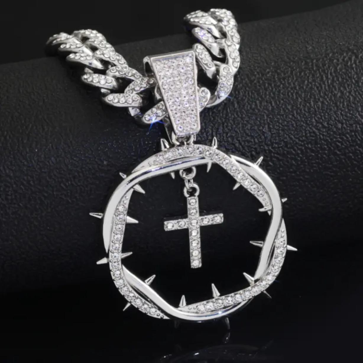 Iced Out Cross Pendant Necklace Moissanite 18K Gold Plated Miami Cuban Chain Hip Hop Jewelry Unisex Gift for Men Women