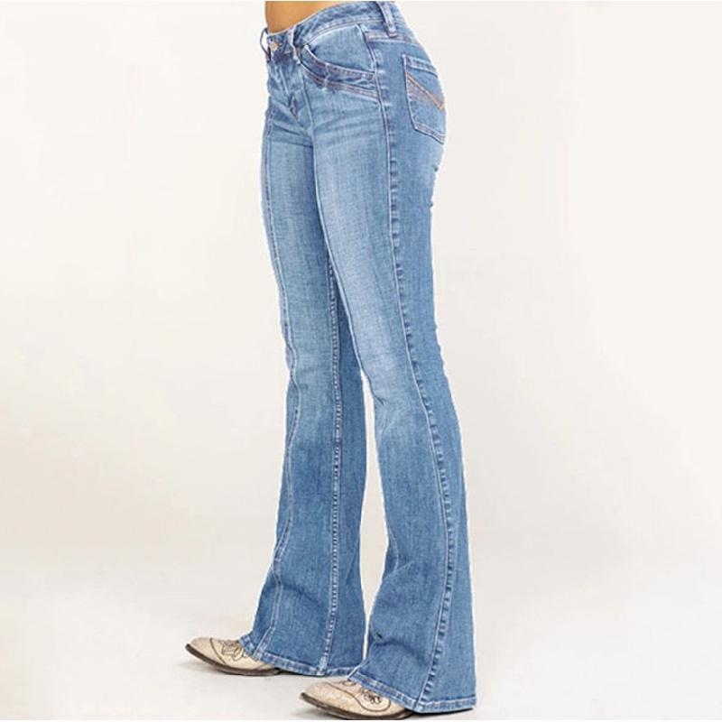 Women's low waisted flared pants, curved mid waist jeans