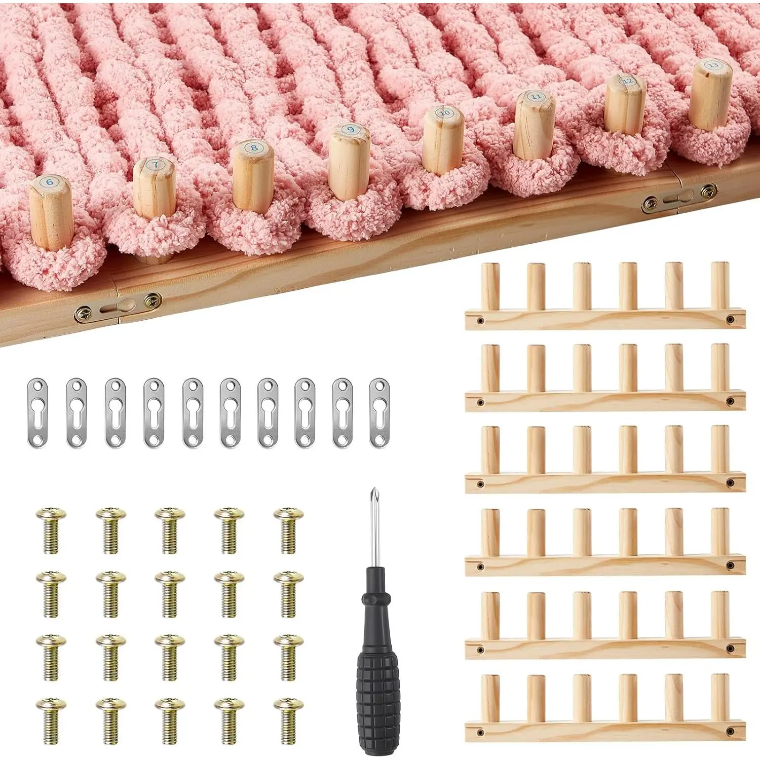 Chunky Yarn Loom for Blankets, Adjustable Portable Extra Loom,72inch | Foldable,Space-saving, ,Smooth and Sturdy, with  Markers,for knit beginners,Loop banket tool ,Diy projects