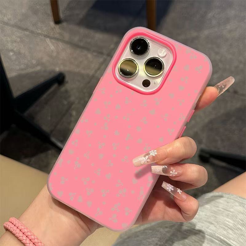 Full Screen Pink Heart Cherry Pattern 2-in-1 All Inclusive Shockproof Phone Case, Minimalist Trendy Precise Cut Protective Cover for iPhone 11 11 Pro Max 12 12 Pro 13 13 Pro 13 Pro Max 14 14 Plus 14 Pro Max 15 15 Pro 15 Pro Max 16 16 Pro Max 17 17 Air 17