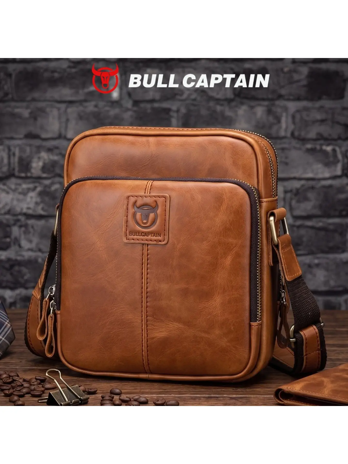 BULLCAPTAIN first layer cowhide new shoulder crossbody retro bag genuine leather men's multi-functional spine protection scratch-proof