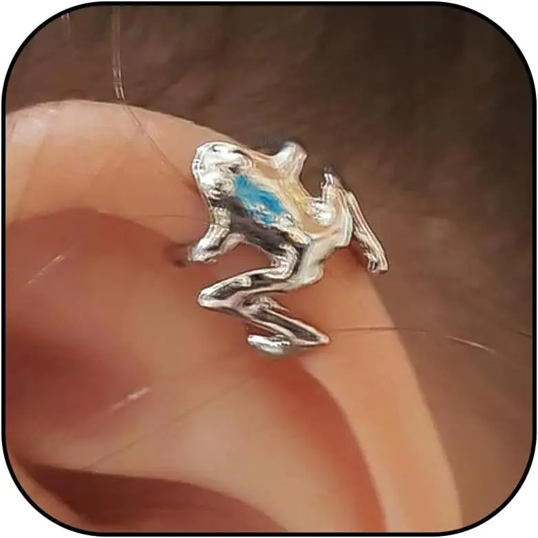 Women's Whimsical Frog-Shaped Stud Earrings - Lightweight Synthetic Costume Jewelry Single Pair, Christmas Stocking Stuffer Front/Rear Wear Gift for Women, Christmas Gift