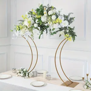 Golden Metal Floral Arch Frame, Wedding Centerpiece Decoration, Table Stands with Curved Designs, Large Tabletop Displays, Floral ArranSynthetic Gemstoneents, Table Decorations, Local Warehouse Supplies, Kitchen Accessories, Weddings, Graduation