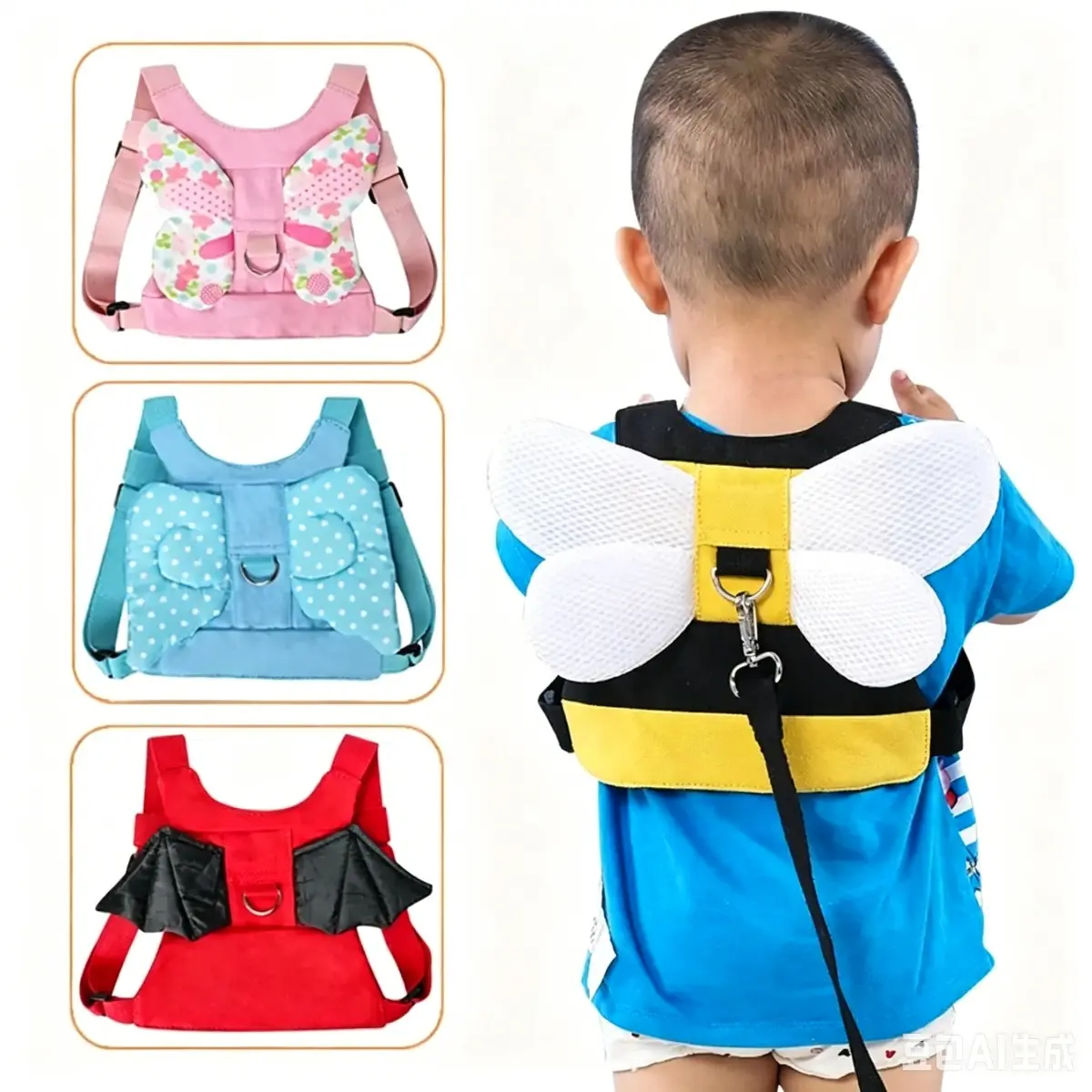 Cute Dinosaur Toddler Backpack with Safety Leash, Plush Anti-Lost Walking Harness for Kids with Adjustable Straps