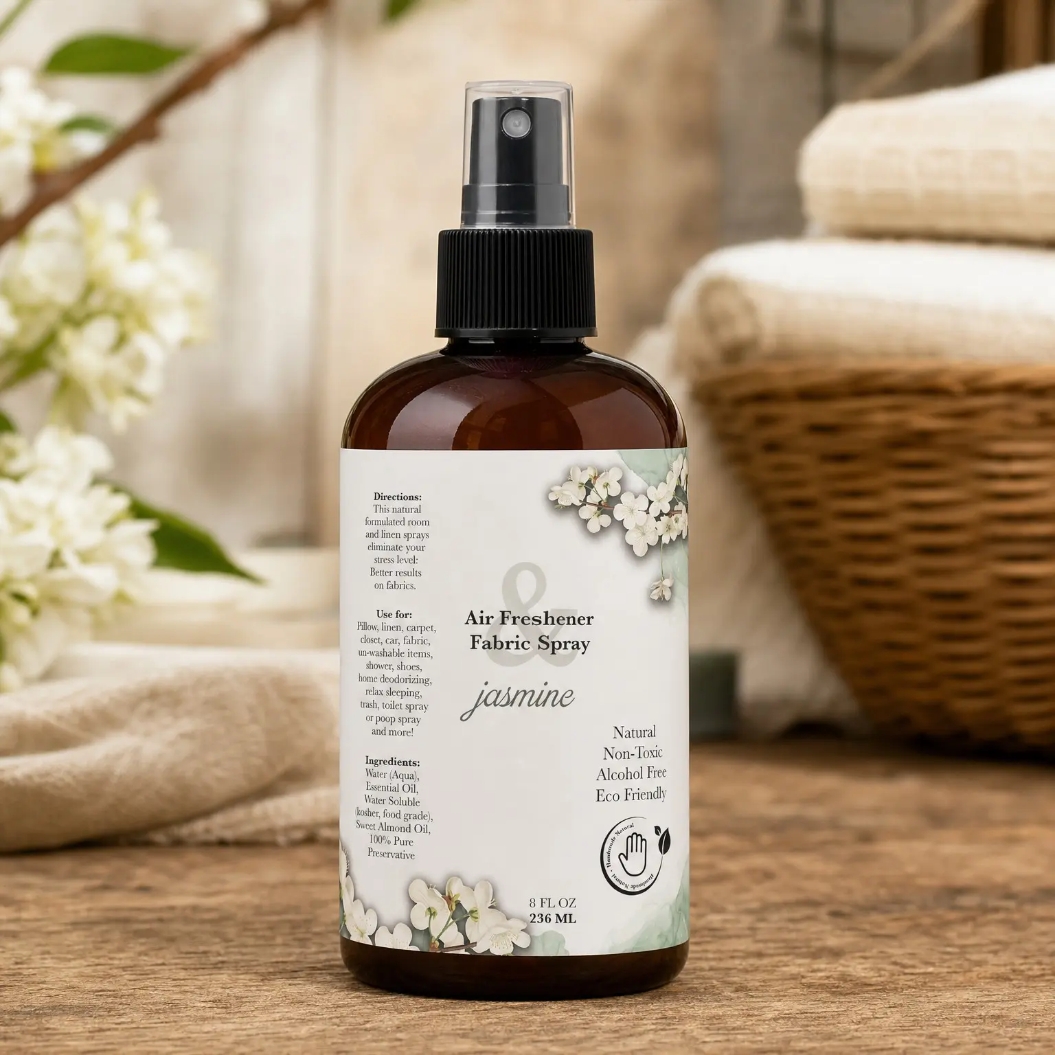 Jasmine Air Freshener Spray - Odor Eliminator & Deodorizer for Room, Car, Home, Linen, Fabric - Non-Toxic, Alcohol-Free - 8 OzGift