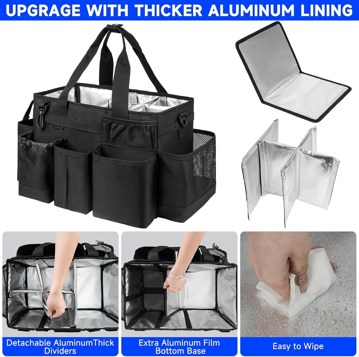 Cleaning Bag, Cleaning Supplies Organizer for Housekeepers, Housekeeping with Handle and Detachable Padded Cushion, Black Cleaning Bag, Cleaning Supplies Organizer for Housekeepers, Housekeeping with Handle and Detachable Padded Cushion, Black