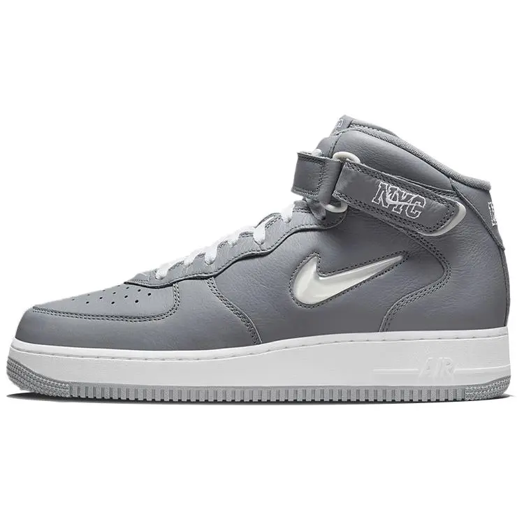 Nike Air Force 1 QS Jewel NYC Cool Grey Casual Mid-Top Sneakers Unisex Verifiable, with credentials and supporting global authentication
