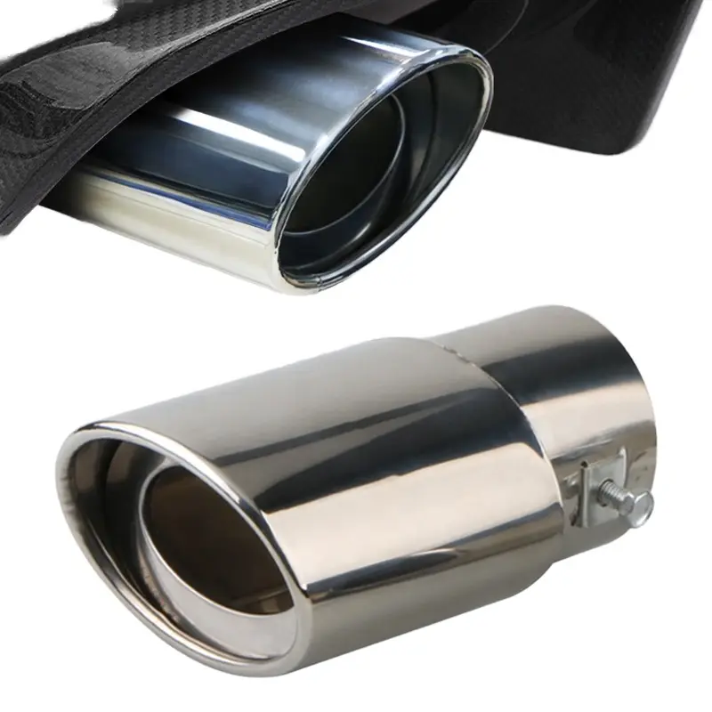 Universal Car Exhaust Muffler Exhaust Pipe Tail Throat Stainless Steel Car Muffler Tip Chrome Round Pipe Exhaust Tail Muffler