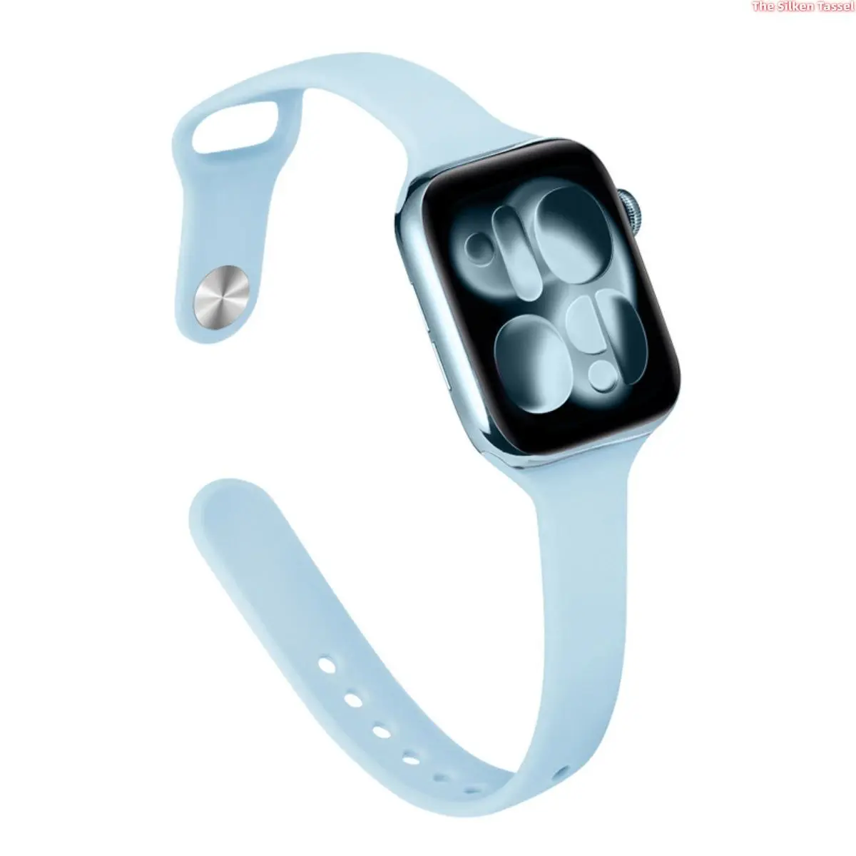 Slim Waist Reverse Buckle Silicone Watch Band, Narrow Curved Soft Replacement Wrist Strap 38/40/41/42/44/45/46/49mm For Ladies Daily Fashion Wear Compatible with Apple Watch Series S10 S11 SE Ultra (No Watch) stylish tiktokshopbacktoschool