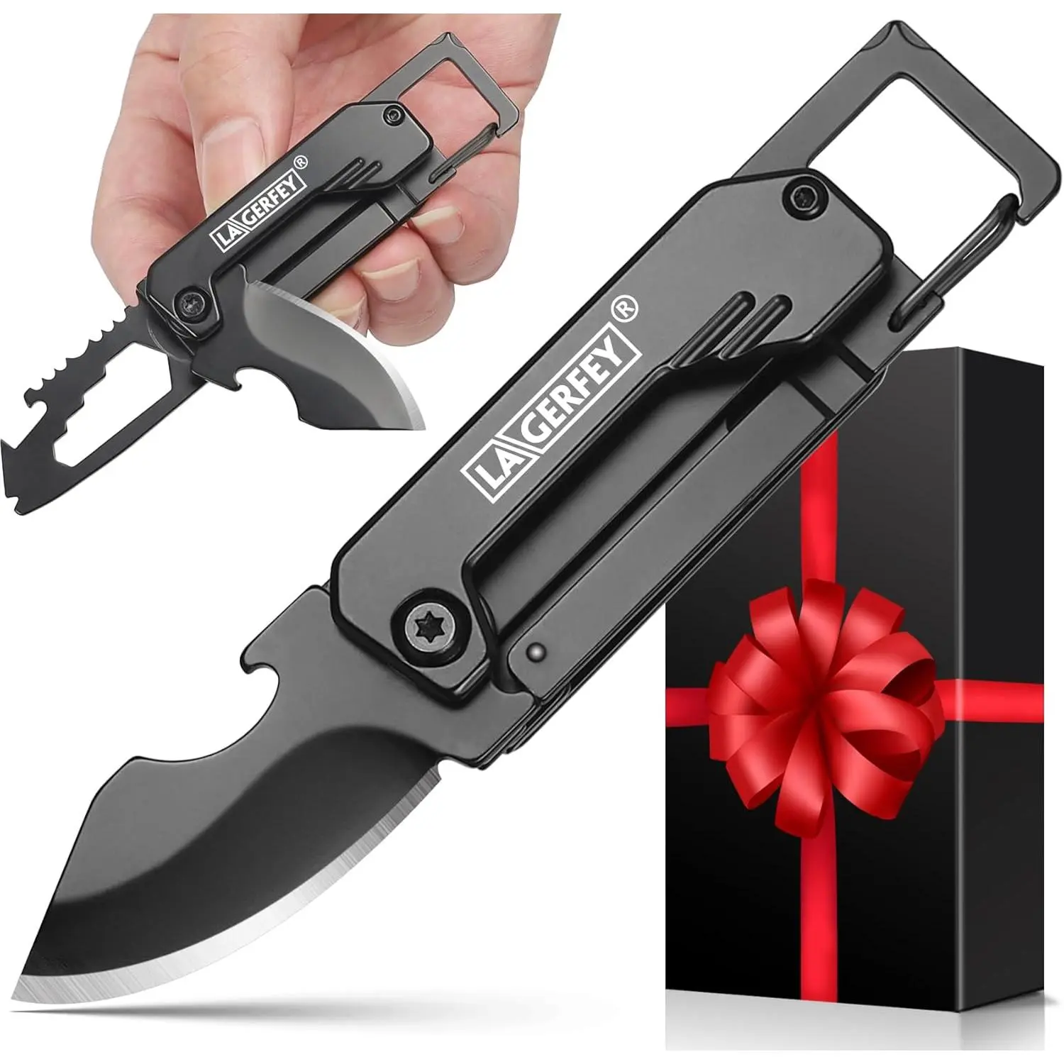 Mens Small Size Folding Knife Keychain - Bulk Christmas Stocking Stuffers, EDC Multitool Accessory for Camping Hiking, Gift Box Included, Men's Stuff, Edc Gadgets