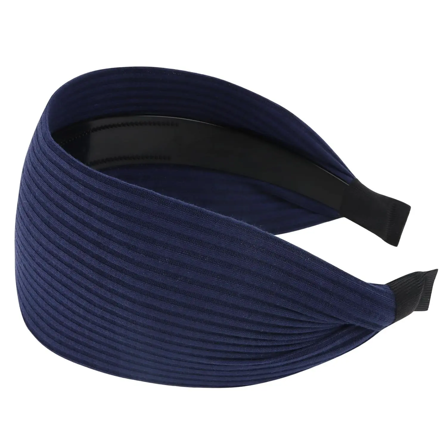Navy Blue Headband for Women, Boho Wide Thick Headbands with Teeth, Large Hair Turban Hairbands Accessories