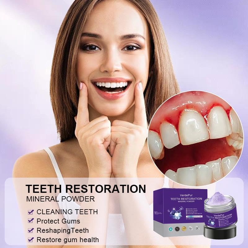 Purple Teeth Whitening Powder | Effective Stain Removal, Gentle Enamel Care, Gum Friendly Formula, Mineral Support, Daily Teeth Brightening, Fresh Breath & Oral Health Dental Powder, 50g