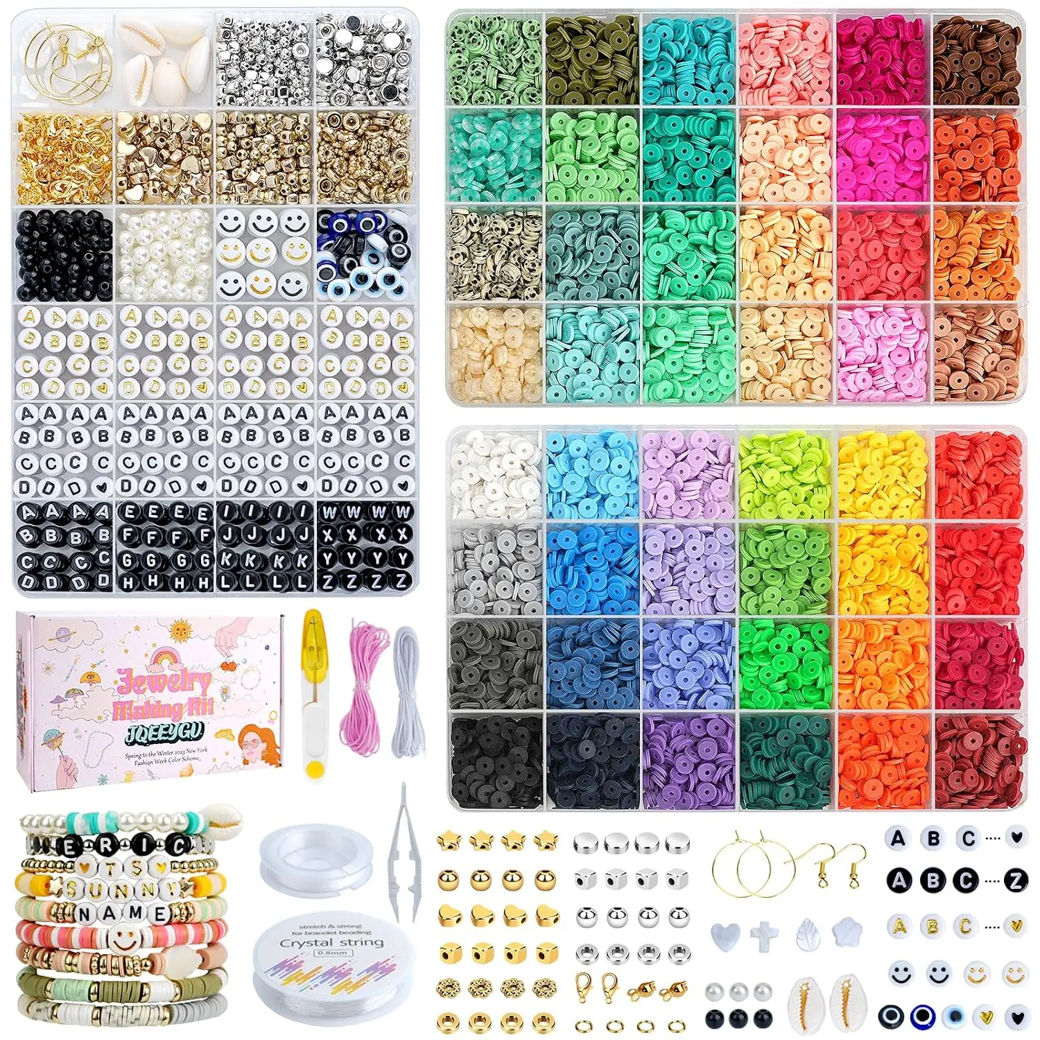 Bracelet Making Kit 3 Boxes - 11,000pcs Clay Beads