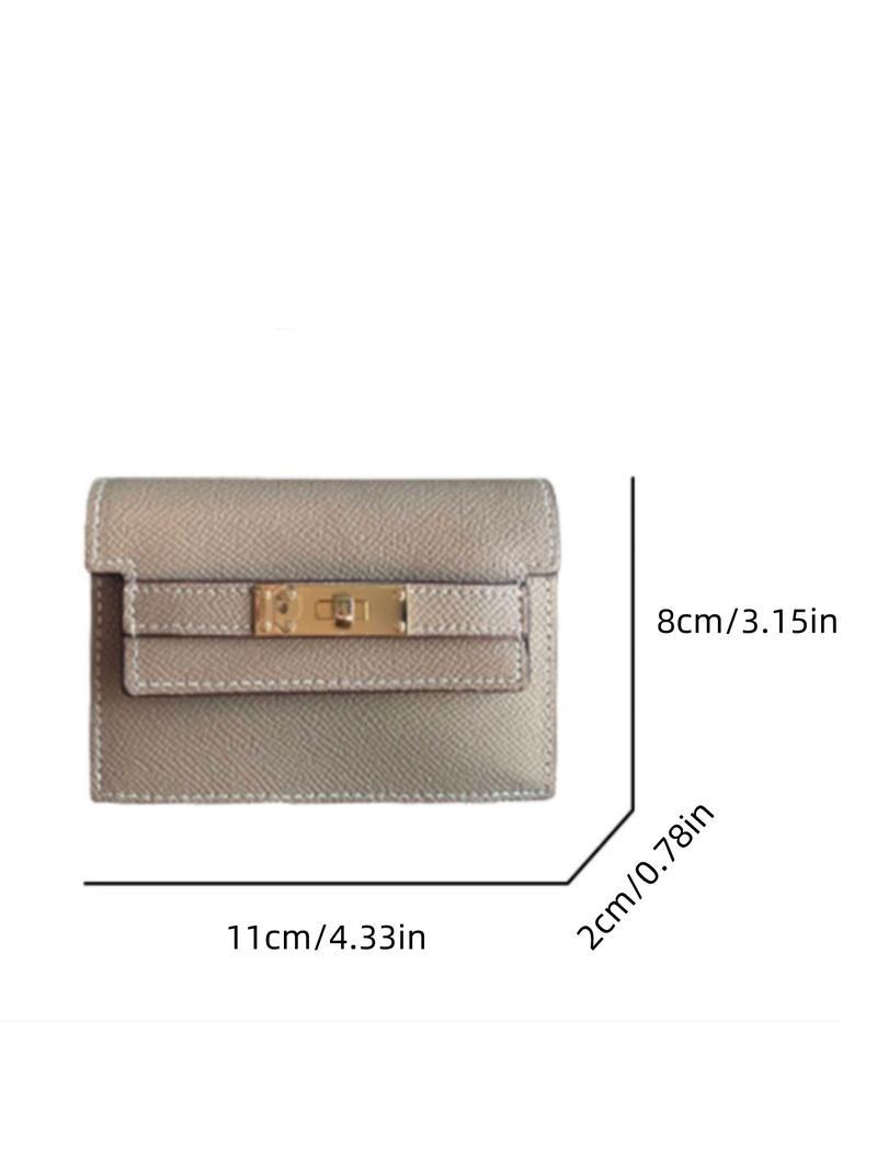 Ultra Thin Leather Card Holder Zipper Card Case with Lock Keychain Compact Wallet for Men Women Daily Travel Secure Storage Design