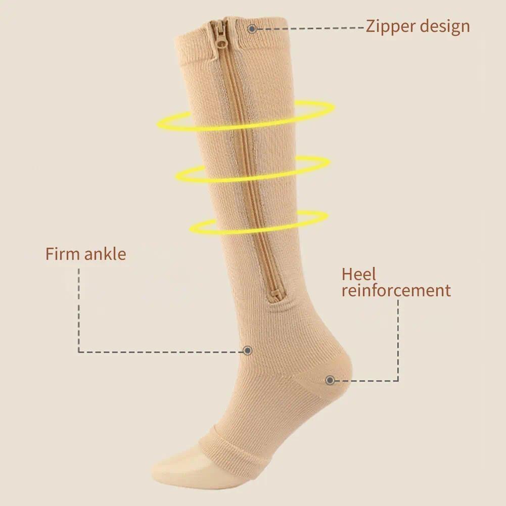 Zipper Compression Socks Open Toe, Medical Support Stockings for Varicose Veins & Edema Relief, Stretchy Easy On Zip Socks for Women & Men Sports Sunglasses with UV Protection windproof cycling wrap around modern trendy lightweight durable