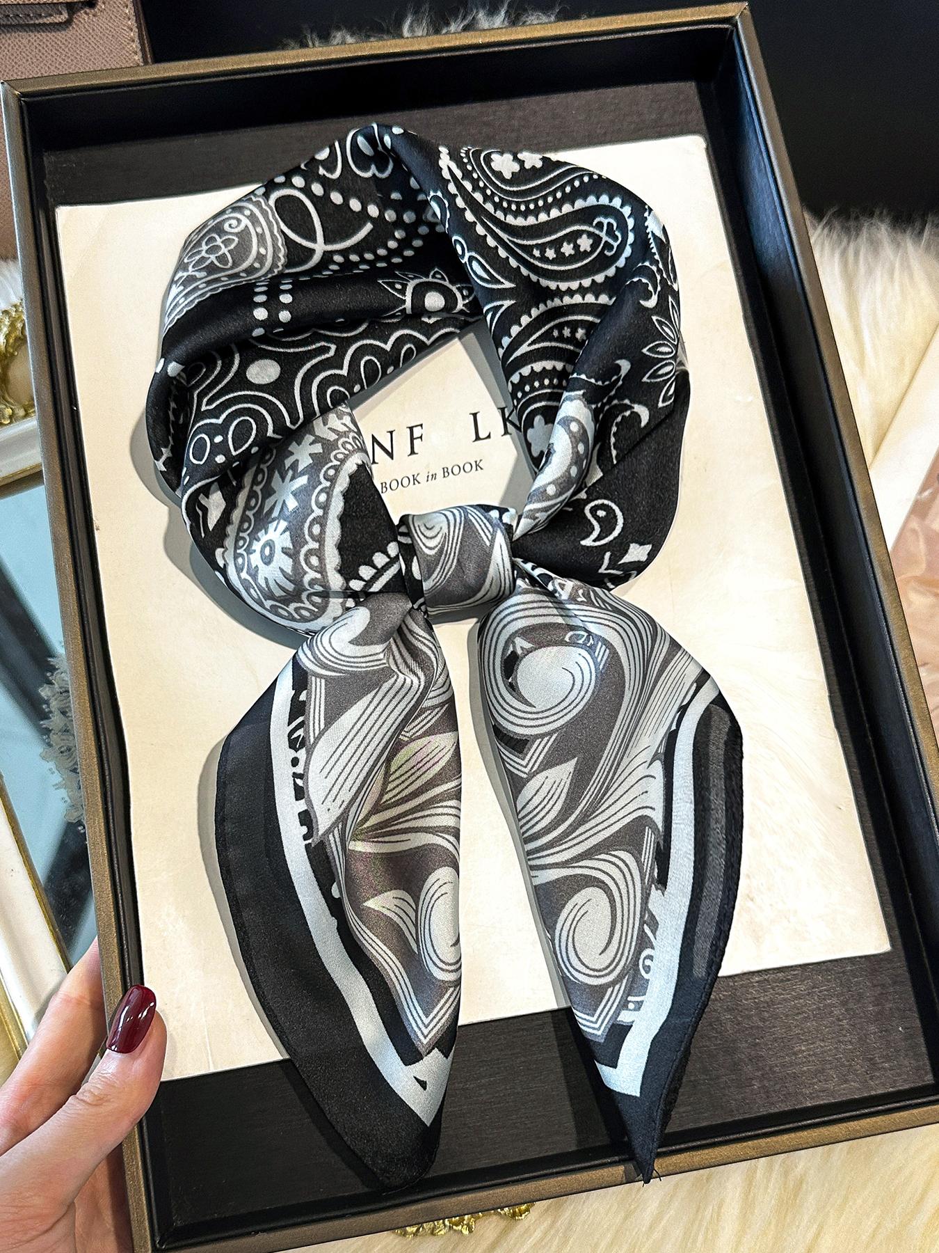 1pc Paisley Printed 27.6 Inch Silky Bandana, Versatile Accessory For Men As Neck Scarf, Headscarf, Headband And More