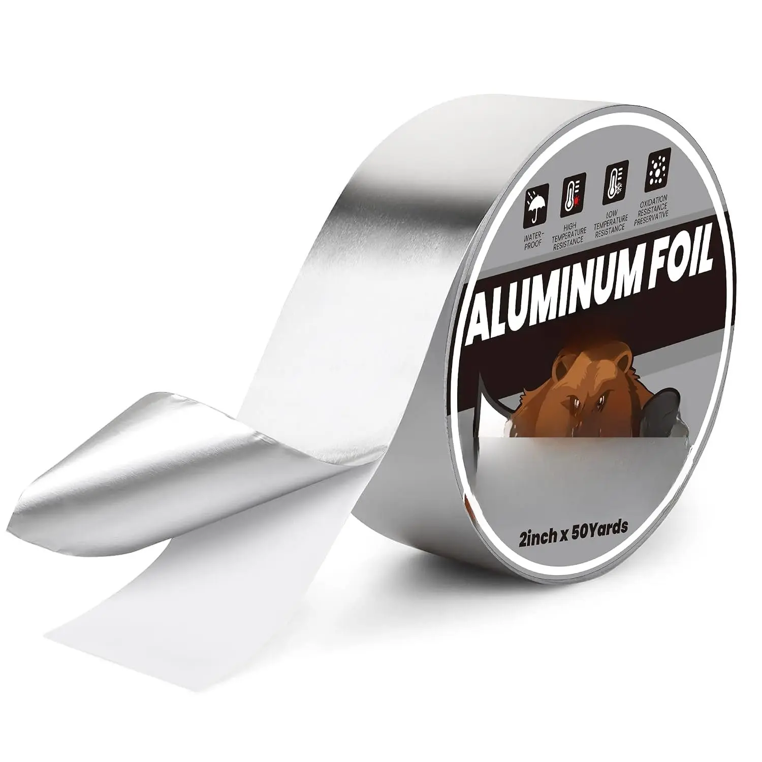 Foil Tape 2" x 150FT, Professional Heat Reflective Tape Metal Duct Tape Heat Resistant Tape Insulation Heat Shield for Insulation, Dryer Vent, Ductwork, HVAC, Air Ducts, Exhaust Hose