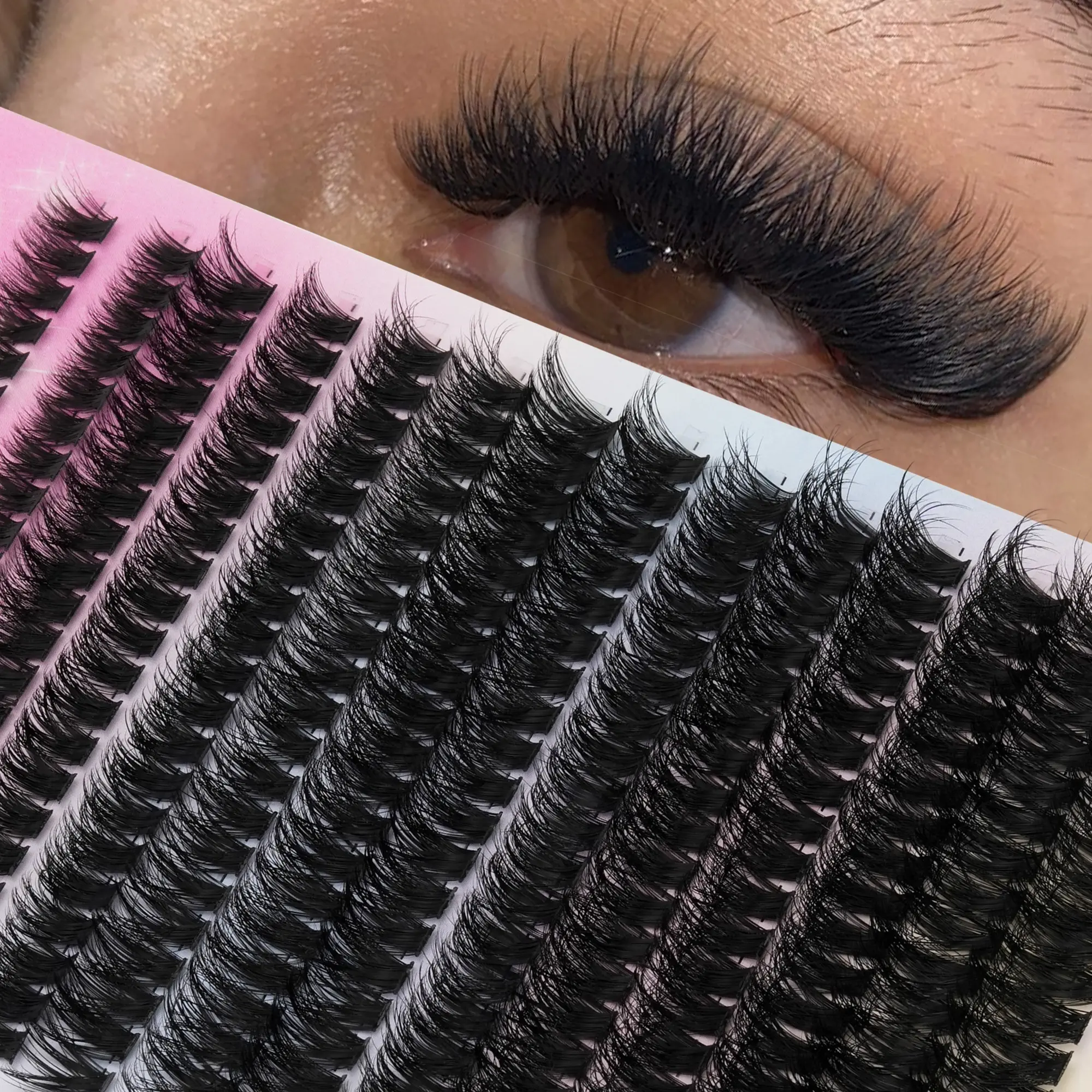 280 clusters of fluffy 60D DIY eyelash extender - DCurl 8-16mm soft stem segment segmented false eyelashes single cluster eyelashes, 3D Russian volume personal eyelash makeup cluster, Mixed Eyelash Clusters