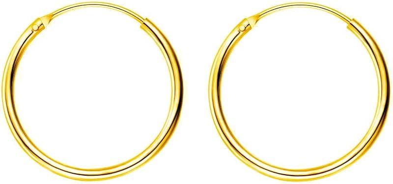 Minimalist Thin Endless Hoop Earrings Sterling Silver 925 Simple Small Cartilage Huggie Hoops Tragus Earring Ear Piercing Nose Rings Studs 14mm 16mm 18mm 20mm Fashion Jewelry for Women Men BFF