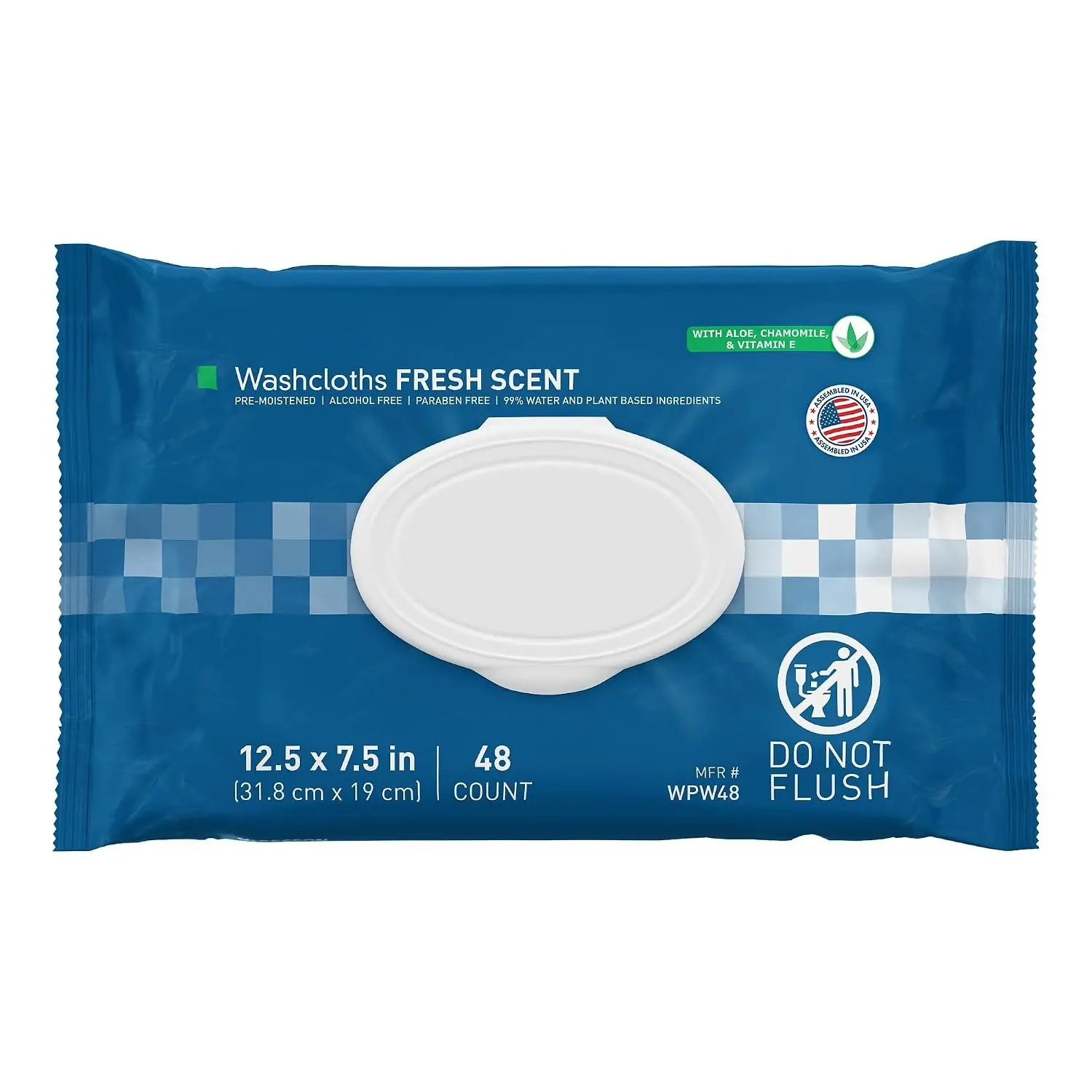 Washcloth Wipes, -Free, 48 ct | Scented, Disposable Wet Wipes for Adults, No-Rinse Formula, Snap Lid Soft Pack