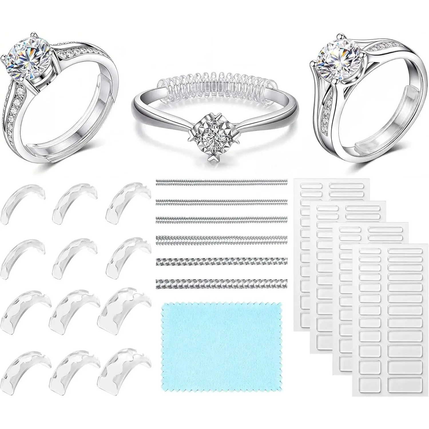 114Pcs Ring Size Adjuster for Loose Rings - Invisible 3-in-1 Ring Guard for Women, Anti-Slip Ring Sizer for Smart Rings & Wedding Bands