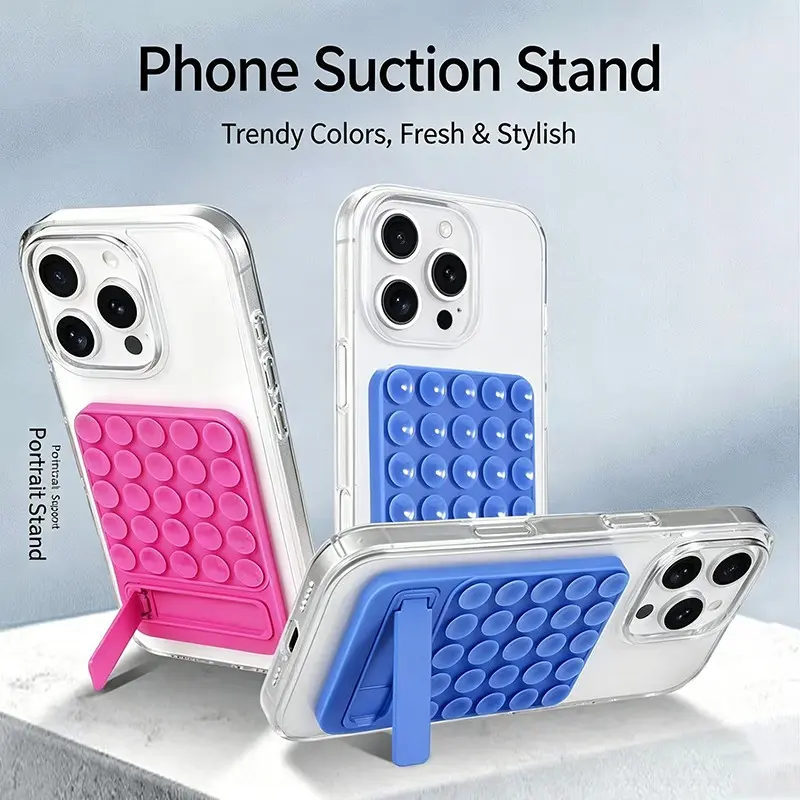 2 in 1 Magnetic Suction Phone Grip, Silicone Suction Cellphone Mount, Magnetic Cellphone Holder Compatible with MagSafe Case, Sticky Phone Grip for Smartphone & Android, Hands-Free Phone Accessory for Selfies and Videos