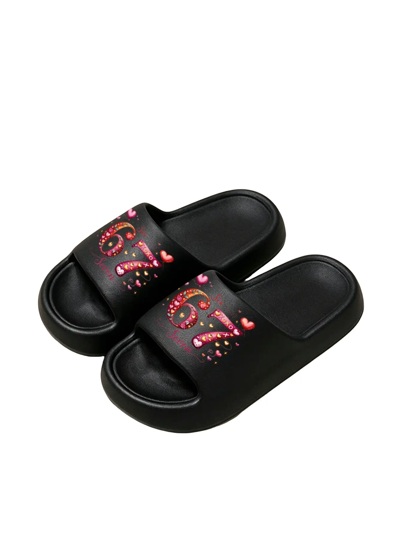 A pair of men's and women's slippers, cute cartoon print, super soft, size 67, fashionable casual house slippers, Slumber Slipper