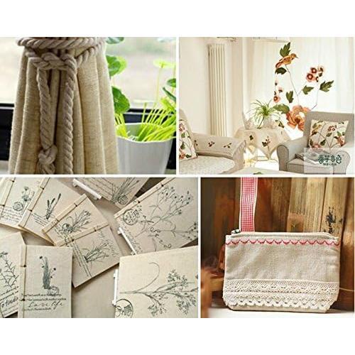 Nature Linen Needlework Fabric, Plain Solid Colour Linen Cloth  Jute Fabric Table Cloth Garments Crafts Accessories, 20 by 62-Inch (Color 1)