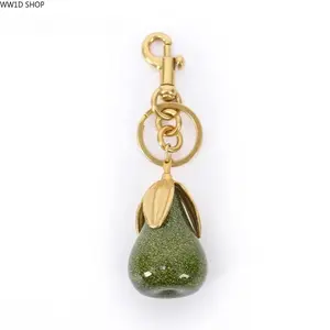 Green Pear Bag Charm Keychain  Green Pear Bag Charm Keychain for Women, Glitter Fruit Pendant Accessory for Handbags, Backpacks and Keys, Decorative Accent for Daily Styling