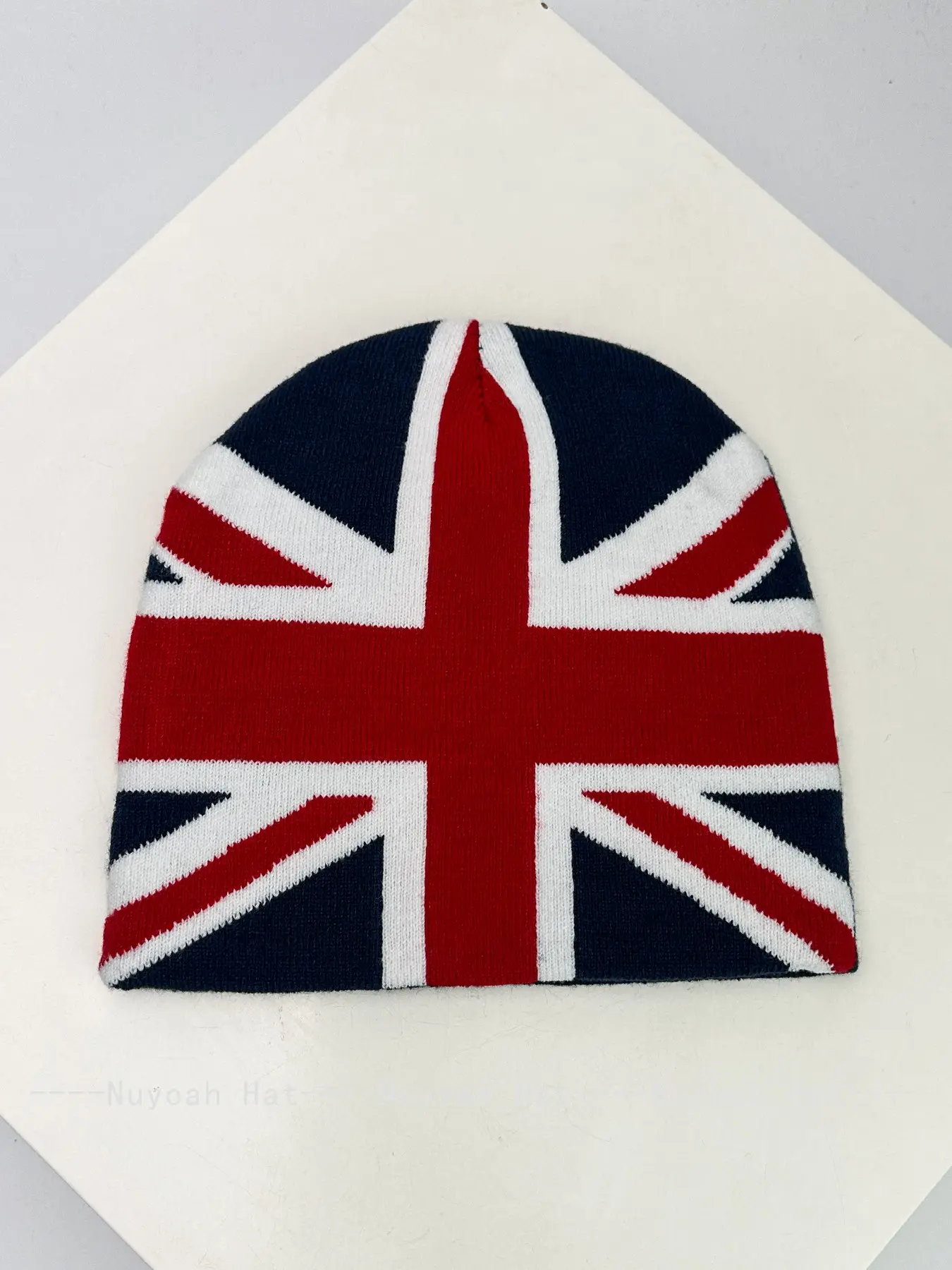 Autumn Winter New Retro British Flag Letter Knit Beanie Hat, Unisex Warm Hip-Hop Style, Slim-Fitting Cold Weather Cap