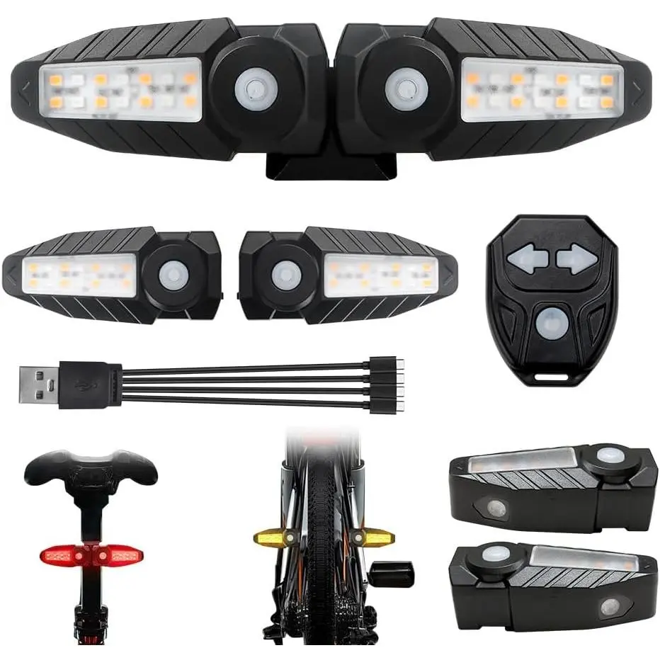 Tail Light with Projection  Turn Signals for Night Riding | 5 Mode, with Remote Control, 150 Lumen Ultra Bright, USB Rechargeable, Upgrade Turn Signals for ,  Rear Light