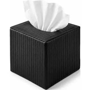 PU Leather Tissue Box Cover with Magnetic Bottom, Stylish Cube Napkin Holder Decorative for Bathroom Living Room Office Car Nightstand