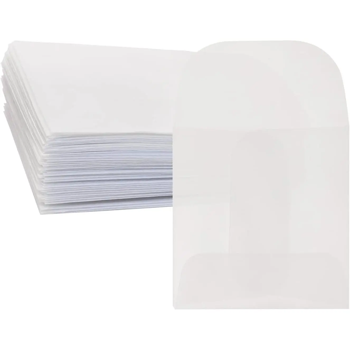 60 count White Translucent Paper Envelope Bag Mini Butter Paper Pouches Clear Glassine  Small Bag for  Ring Tag Photo Necklace Stud Earrings Accessories (4x4cm/1.57x1.57inch)