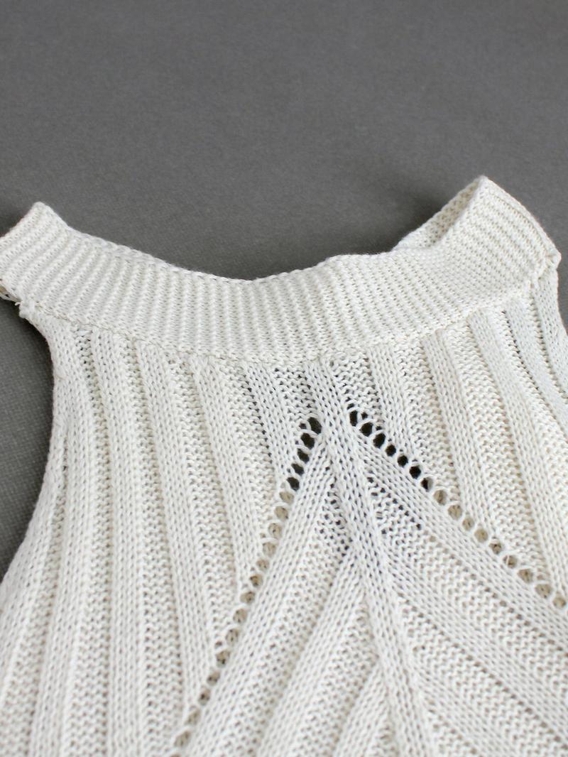 Women's Plain Hollow Out Halter Neck Sweater Vest, Casual Tie Back Cut Out Sleeveless Knit Top for Summer, Fashion Ladies' Knitwear for Daily Wear