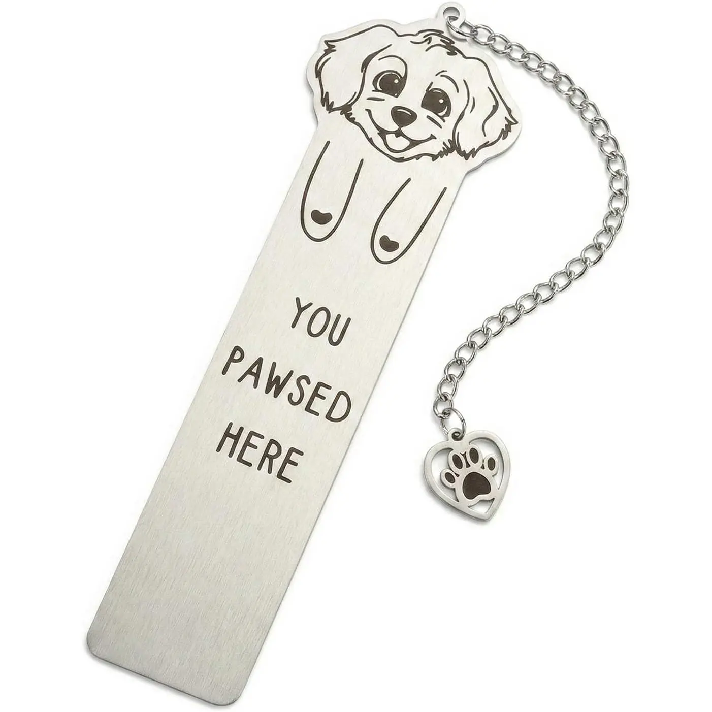 Bookmark for Women Readers, Cute Stainless Steel Metal Bookmark with Paw Charm, “You Paw-SED Here”  for  Lovers &  Moms, Page-Friendly Bookmarks for Reading