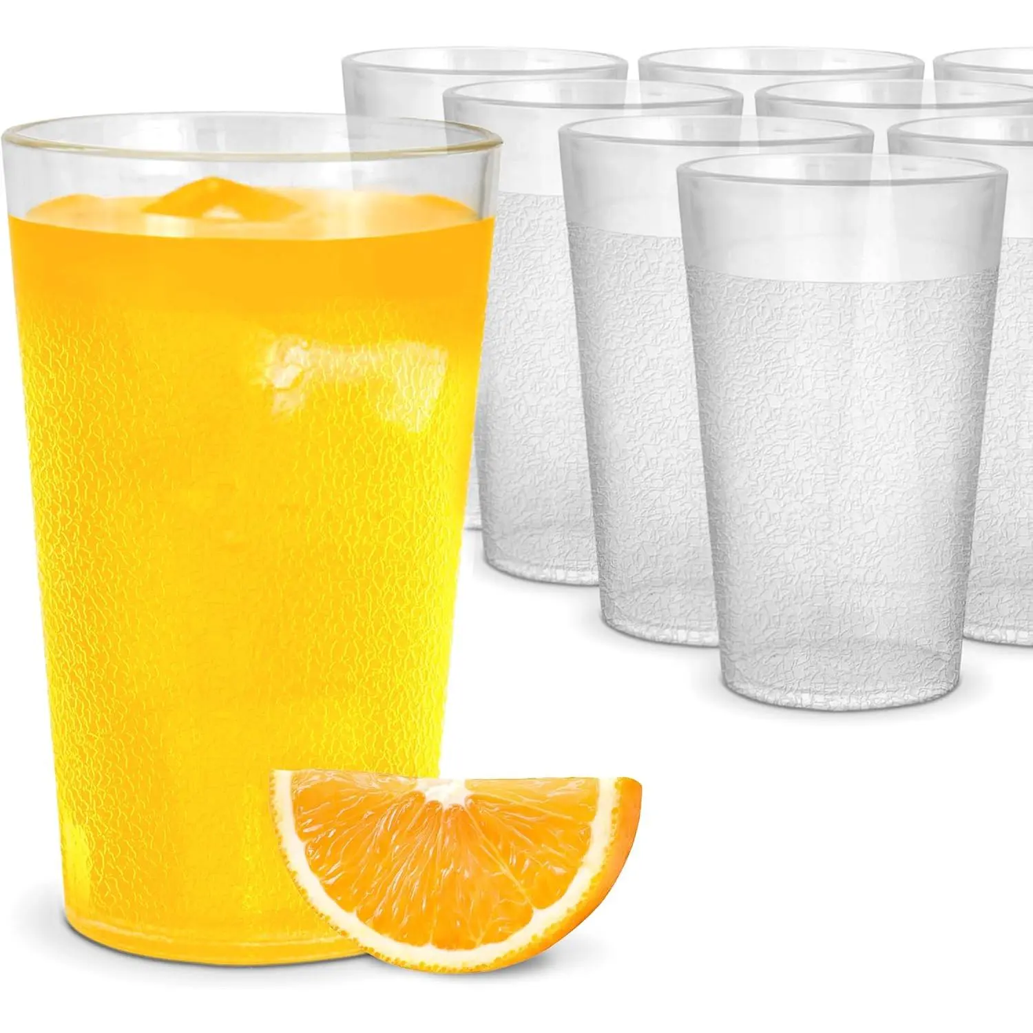5 oz Clear Plastic  Cups, (12 Pack) Pebbled Juice Glasses,  Cups, Small Plastic Drinking Glasses