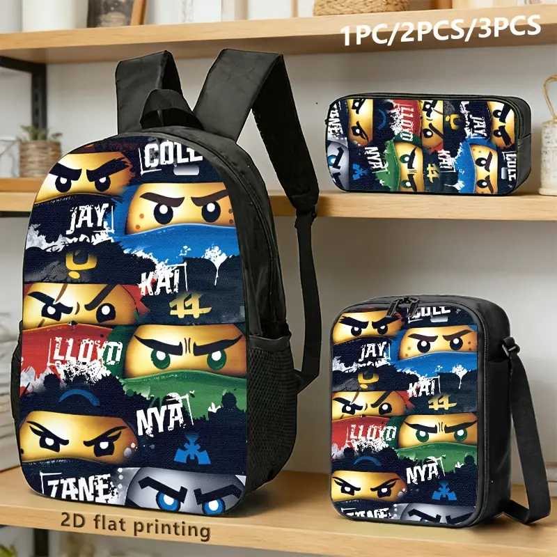Cartoon Character Face Print Set - 1PC/2PC/3PC Options, Bright Trendy Backpacks/Shoulder Bags/Storage Bags for Young People's Daily Commuting & School Use