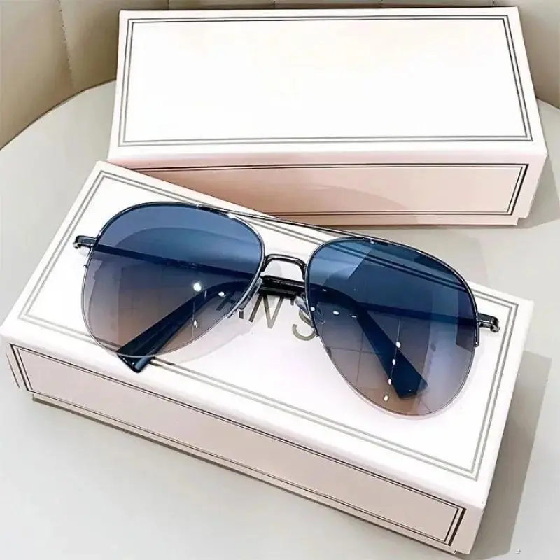 Men's Big Frame Pilot Sunglasses Fashion Gradient Lens Anti-reflective UV400 Sun Glasses Homme Lunette De Soleil (No Box)