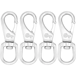 3.5 Inch Stainless Steel Flag Clips for Flagpole Rope- 4 Pack Diving Clips Flag Pole Clips, Swivel Snap Hooks for Dog leashes, Keychains, Boat Ropes, Bird Feeders