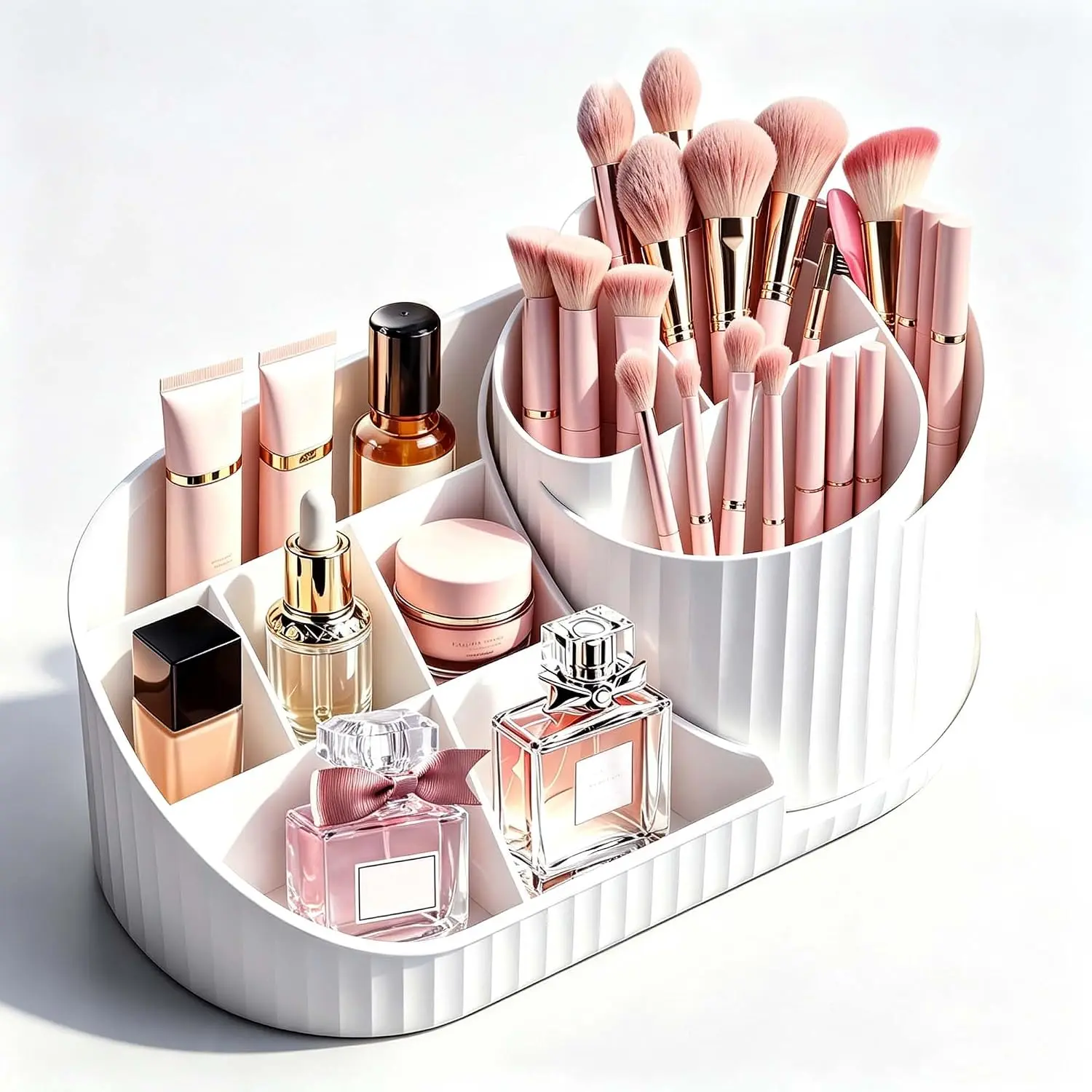 Rotating Brush Holder, Makeup Organizer Gifts for Women |  Storage for Dersser, Dorm, Bathroom Countertop,  Display Case for Lipstick, Skincare, Brushes, Eyeshadow