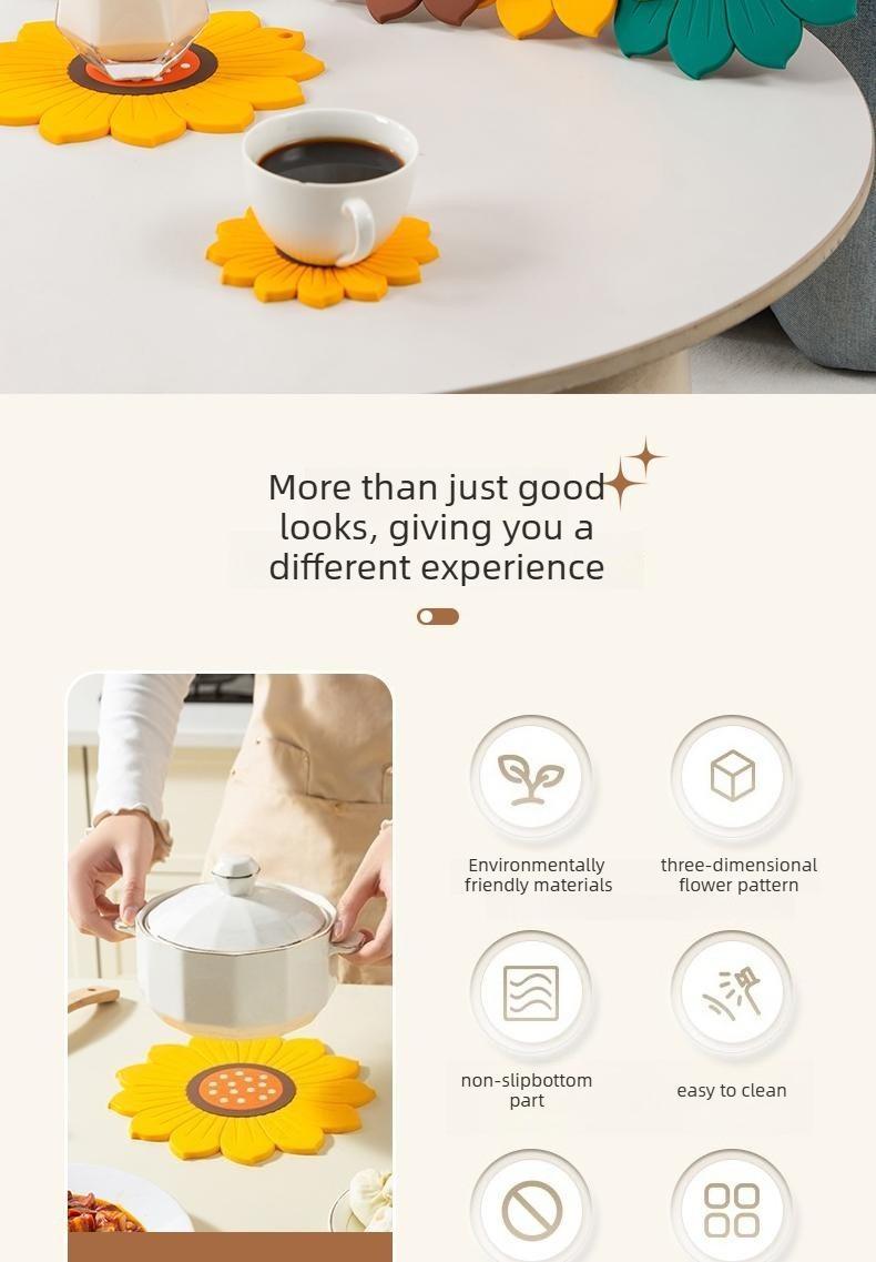 3PCS Anti-scalding, heat-insulating, easy-to-wash, non-slip, high-temperature resistant silicone table mat, pot and pan protector, kitchenware anti-scalding mat, stylish coaster