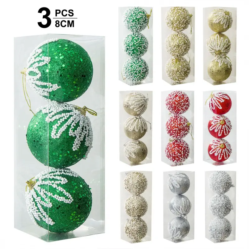 Cross-border Christmas ball decorations with a sense of ambiance, light luxury Christmas foam ball decorations and hanging ornaments,wholesale from manufacturer