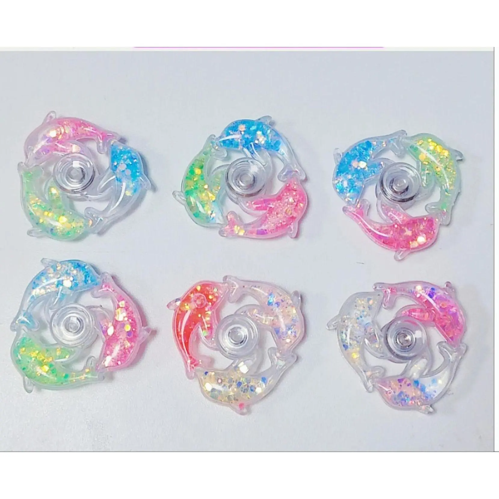 1pcs random color Dolphin Fidget Spinner Floating Rustling Portable Gyro Colorful Sequined Desk Stress Relief Toy Gifts