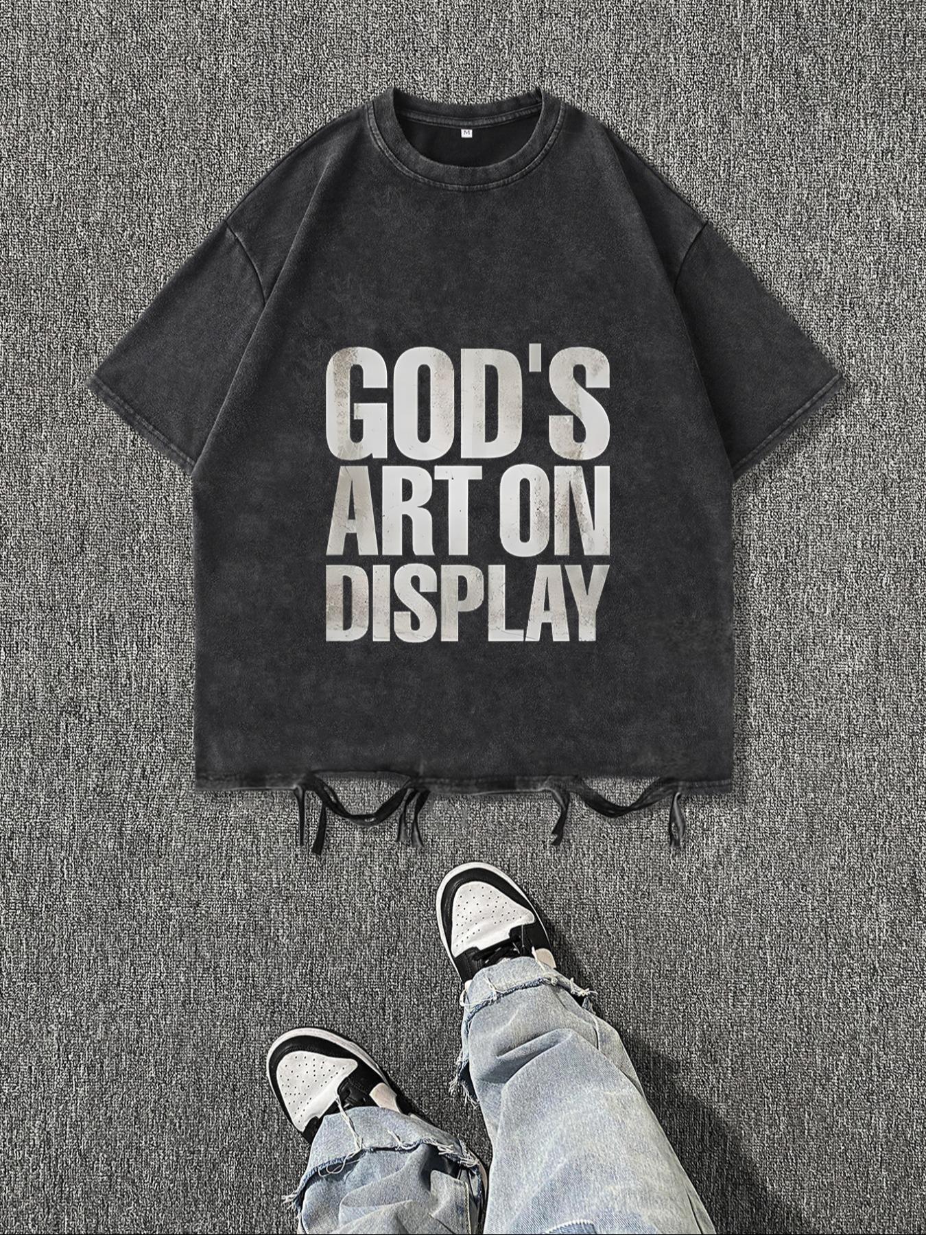 Men's God's Art on Display Print Round Neck Tee, Regular Fit Casual Short Sleeve T-shirt for Daily Wear, Men's Top for Summer, Tropical