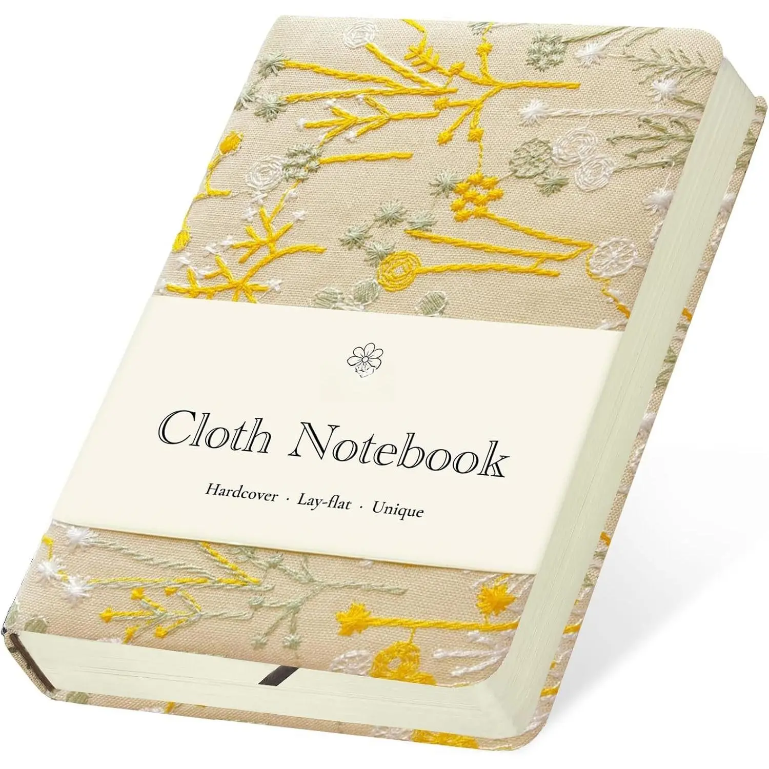 Embroidered Pocket Notebook for Women, A6 Mini Cloth Journal, Hardcover, 264 Pages, 4x6 Small Lined Notebook & Sketchbook, Beautiful Diary, Little Notepad, Apricot Yellow.