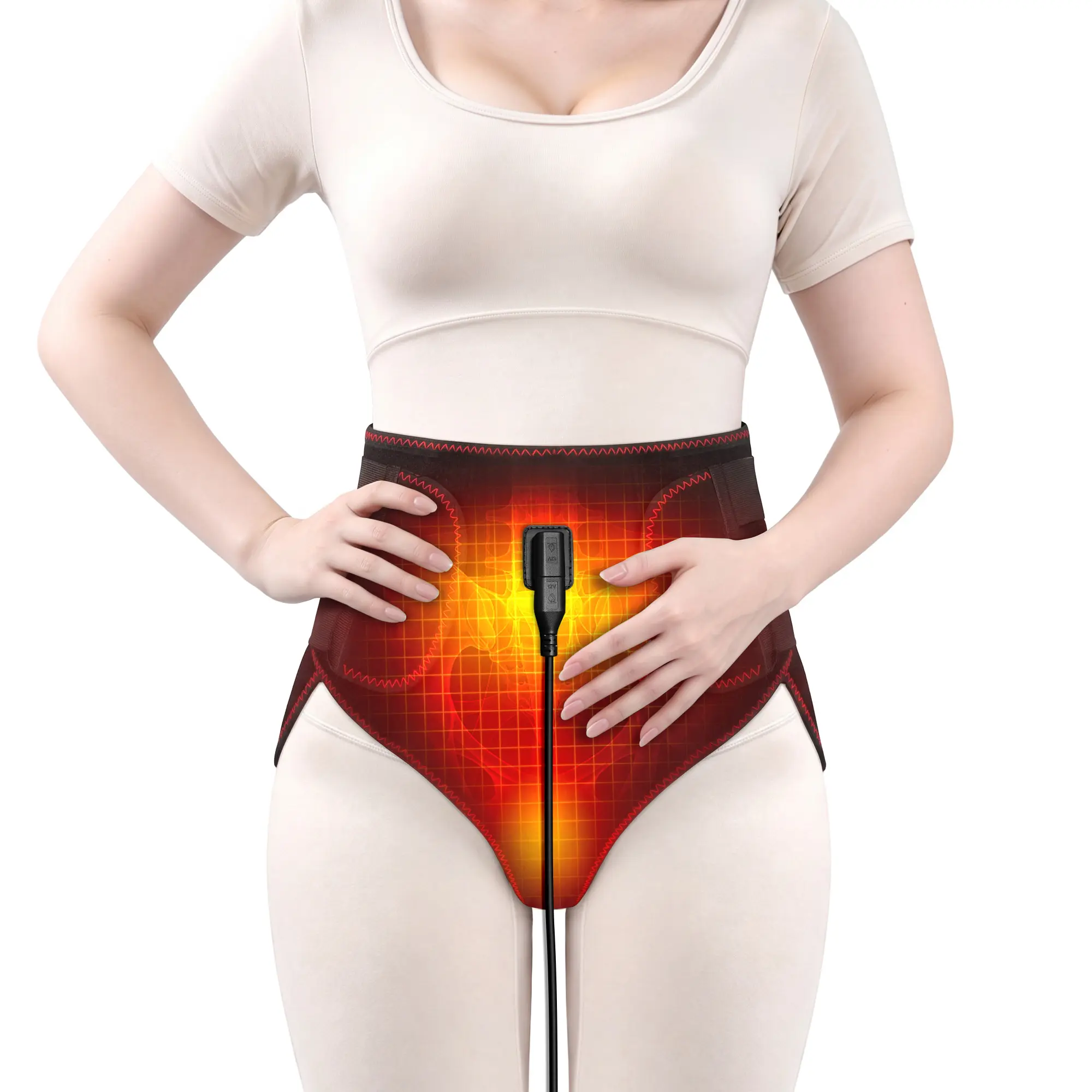 Women’s menstrual heating pad, period pain massage device, a wrap-around heating pad for relieving abdominal pain and period cramps, suitable for uterine fibroids.