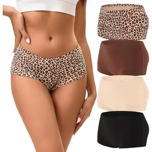 Boy Shorts Underwear for Women Cotton Boxer Briefs Breathable Moisture Wicking Boyshorts Panties 4-Pack