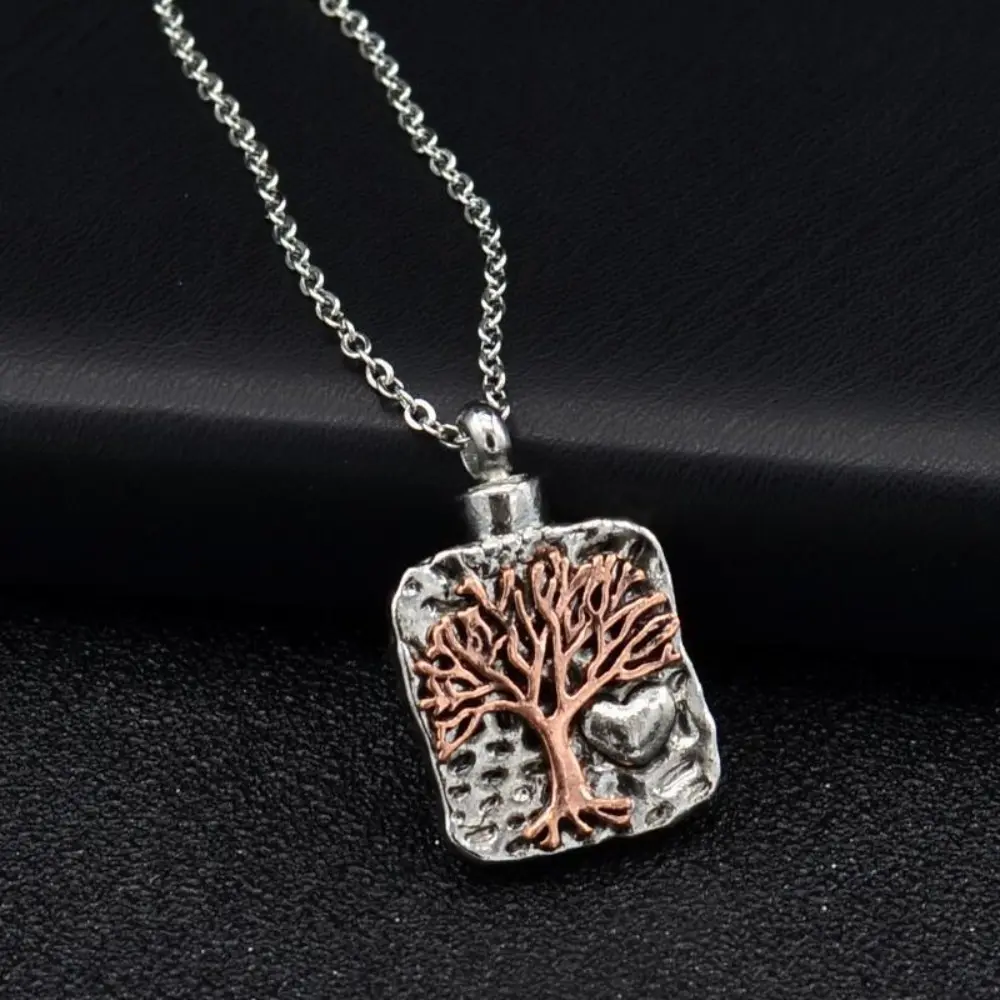 Wishing Tree perfume Bottle Accessories Antique Double color Life Tree Necklace Commemorative Pet Family Remains Bone Ash Box Pendant