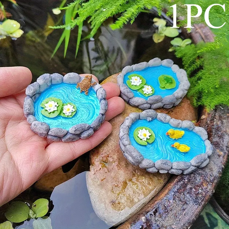 1pc Miniature Resin Water Pool Cute Mini Frog Duck Model Craft Fairy Garden Ornaments Kit Accessories Micro Landscape, DIY Decoration Prop Decor Gift Resin Ducks Cute Resin Figurine